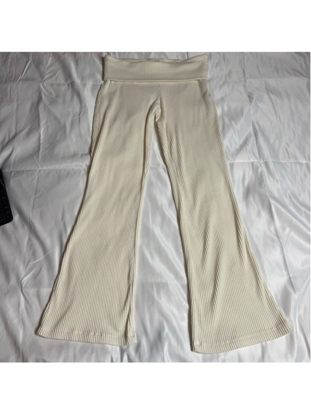 Women's Wild Fable Cream Ribbed Wide Leg Pants M